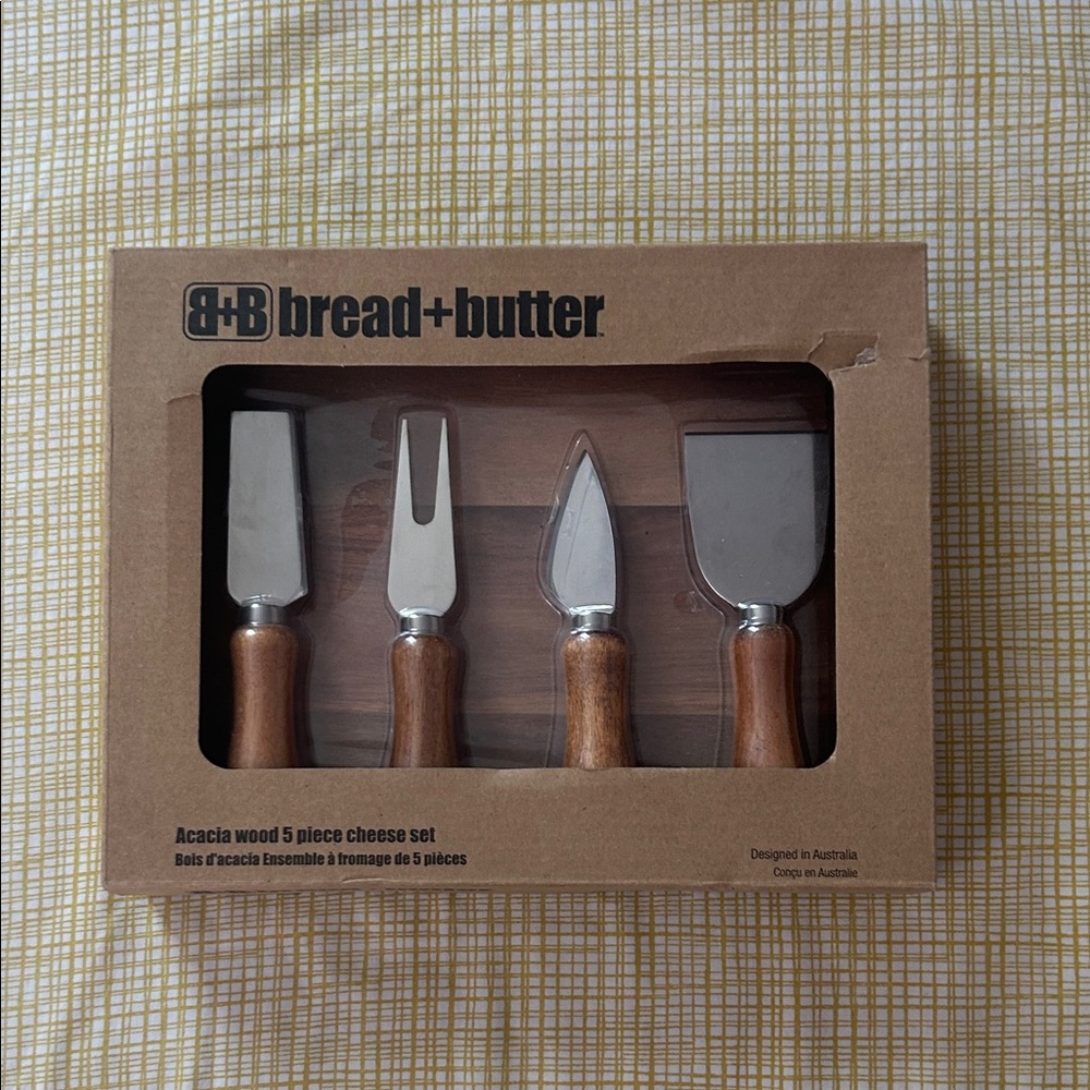 Butter Acacia Wood Cheese Knife Set - Silver and Brown